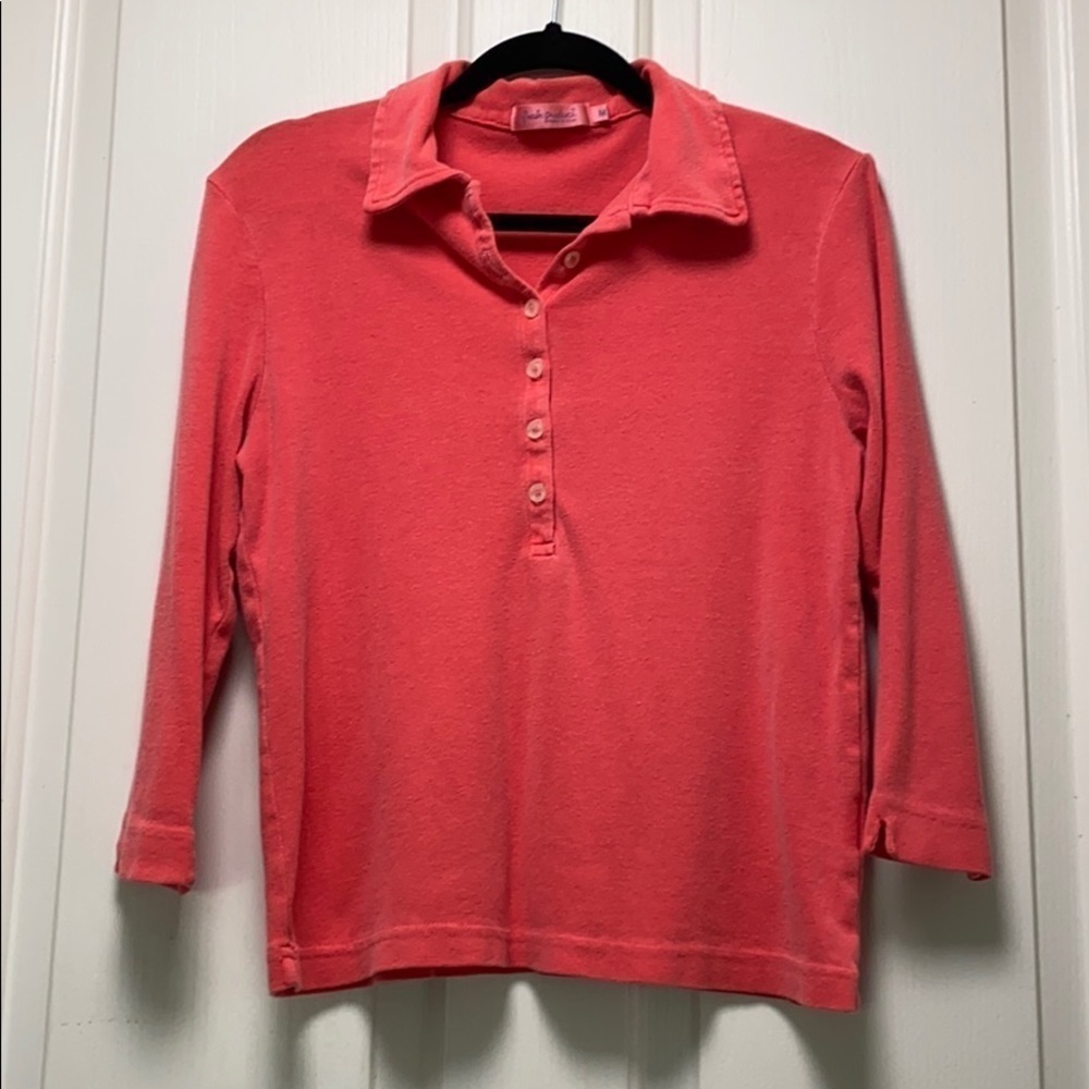 Fresh Produce long sleeve button shirt Coral Sz Med